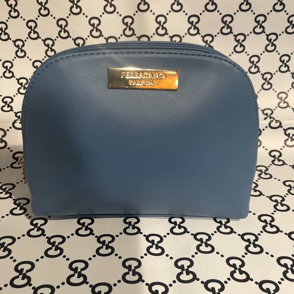 Ferragamo BLUE LEATHER MAKEUP TRAVEL BAG Turkish Airlines InterParfums Italy - Picture 3 of 13
